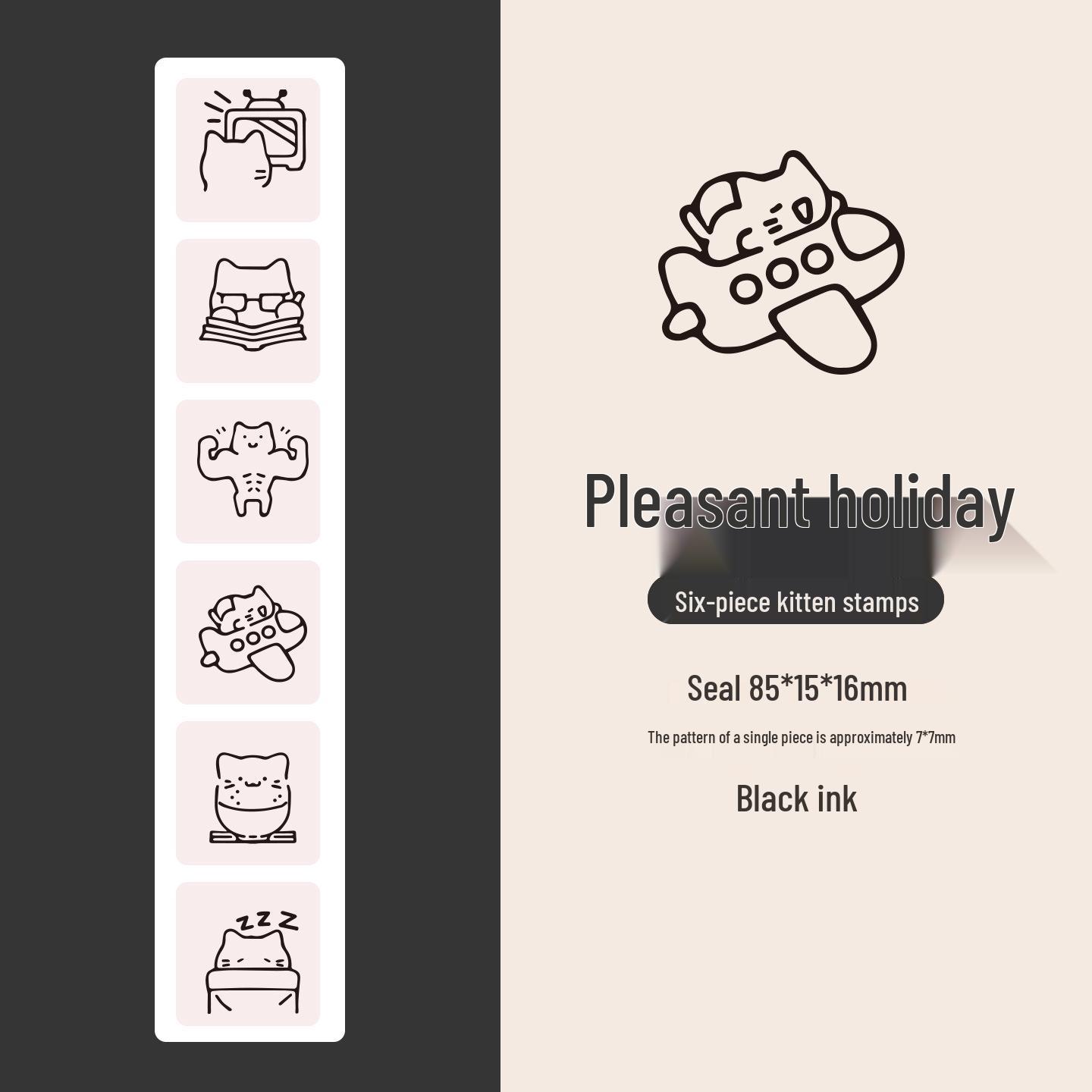Набор печатей Xin Mo из 6 штук  Милые котики  - Простые креативные штампы для ведения дневника