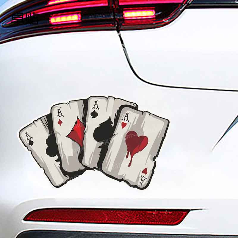 Playing Cards Vinyl Decals Waterproof Car Stickers for Windows Motorcycle Campervan Bumper Truck & Laptop Decoration HE03