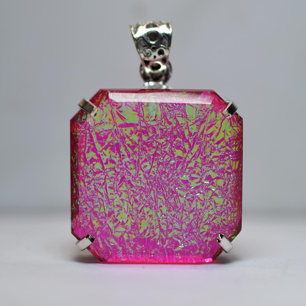 Lab-Created Opal Pendant Monarch 99.25 ct 925 Sterling Silver Square October Birthday Birthstone