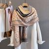 Autumn retro cashew flower splicing printed scarf fashionable contrasting cashew large shawl warm and versatile temperament scarf