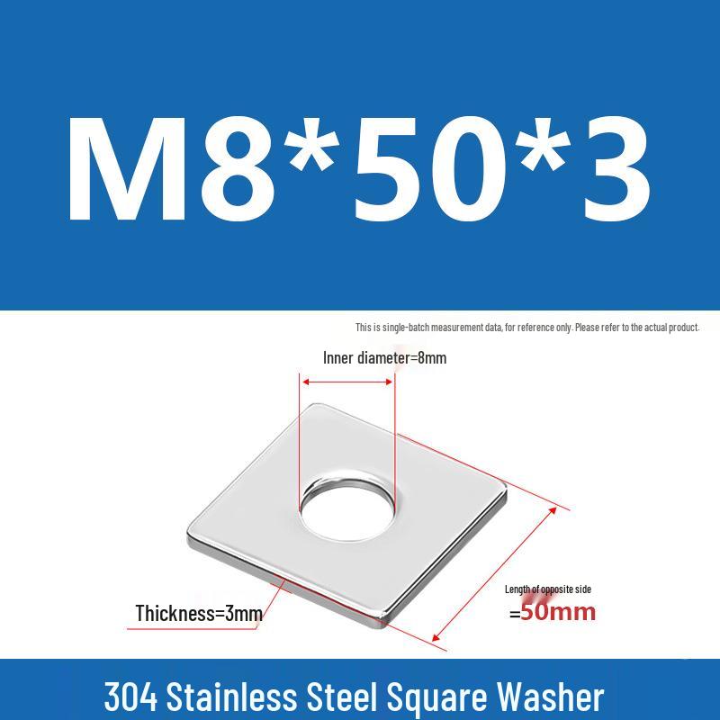 304 Stainless Steel Thickened Square Washer for Curtain Wall (M4-M16)
