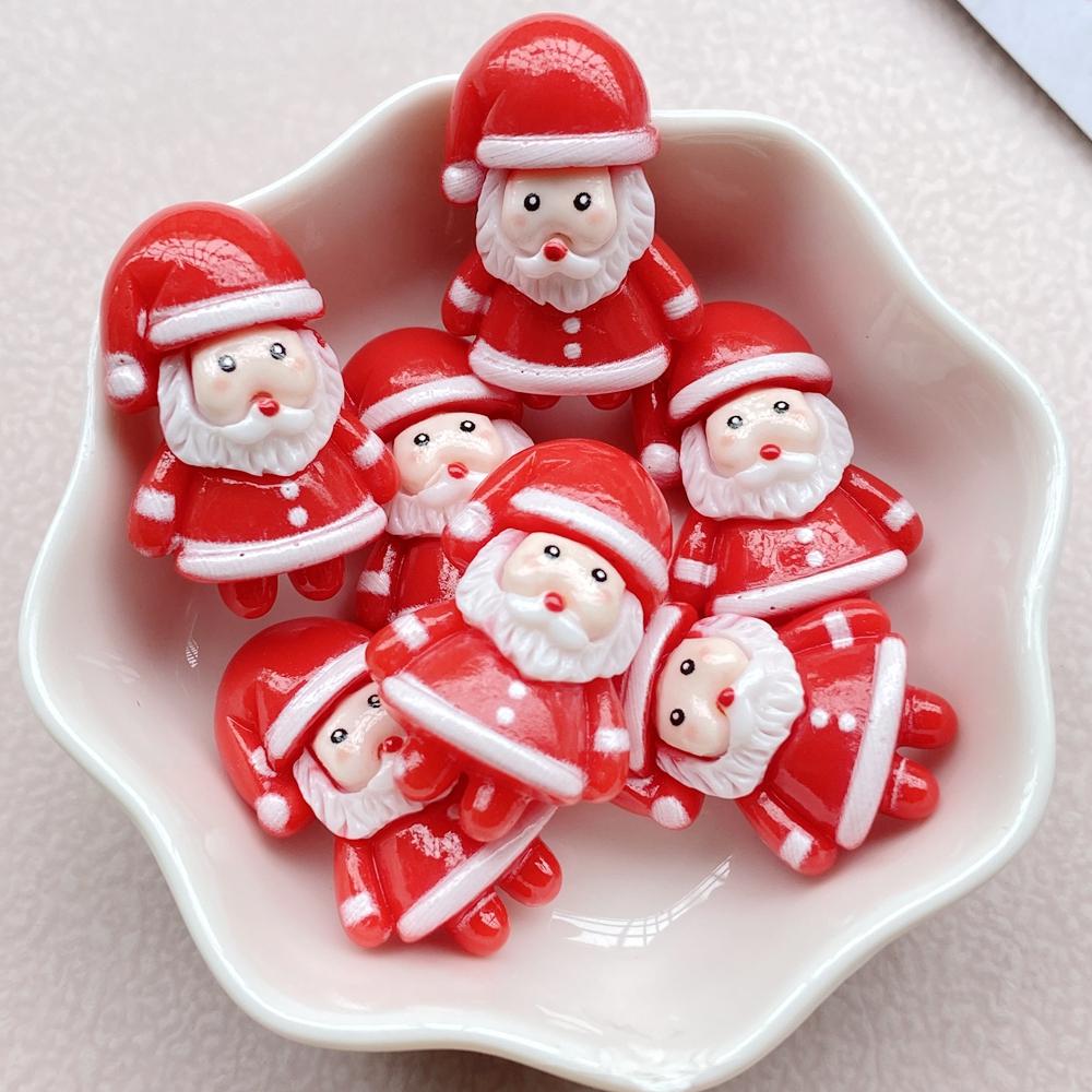 10Pcs New Cute Resin Cartoon Christmas Snowman, Tree Series Flat Back Scrapbooking DIY Jewelry Craft Decoration Accessories