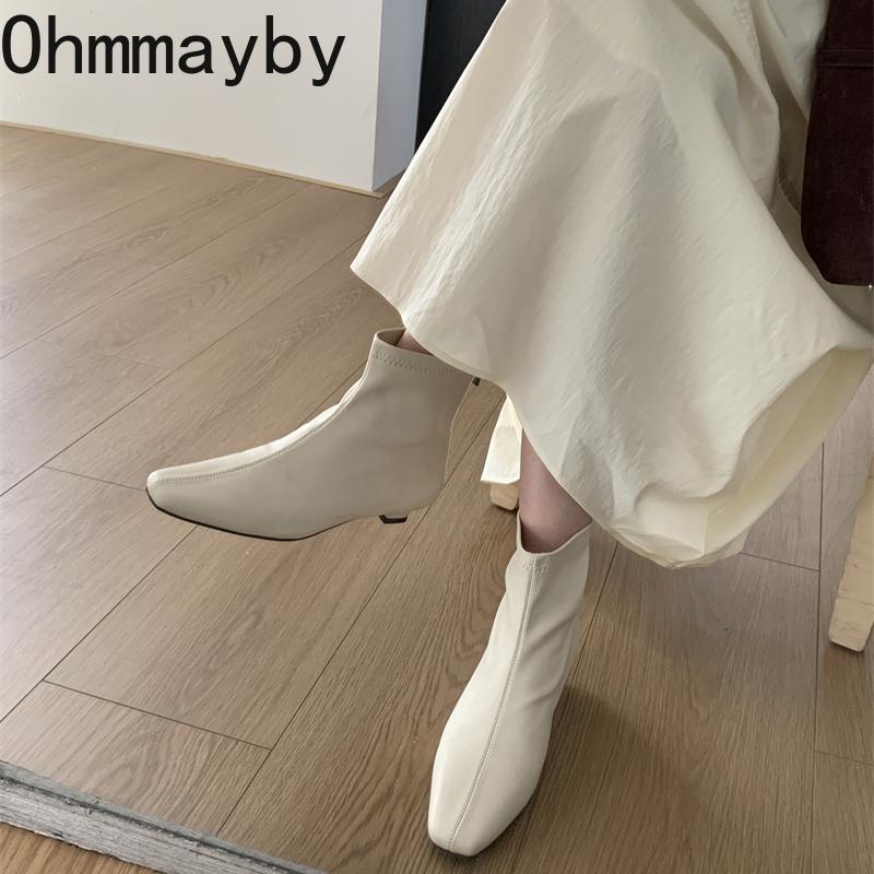 Autumn Design Soft Leather Women Slim Ankle Boots Elegant Low Heels Shoes Modern Short Botas Para Mujer