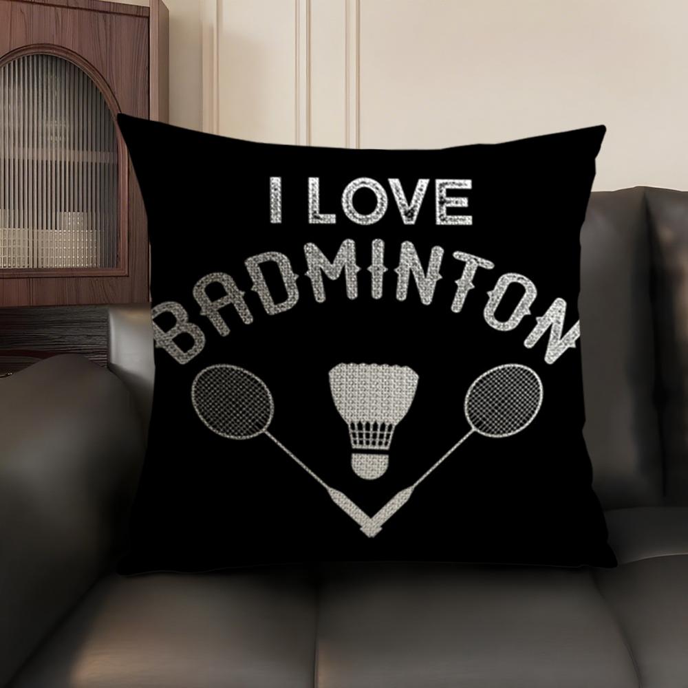 Badminton Sport Cushion Cover Natural Linen Organic Fabric DoubleSided Printing Sofa Home Decor Breathable Environmentally