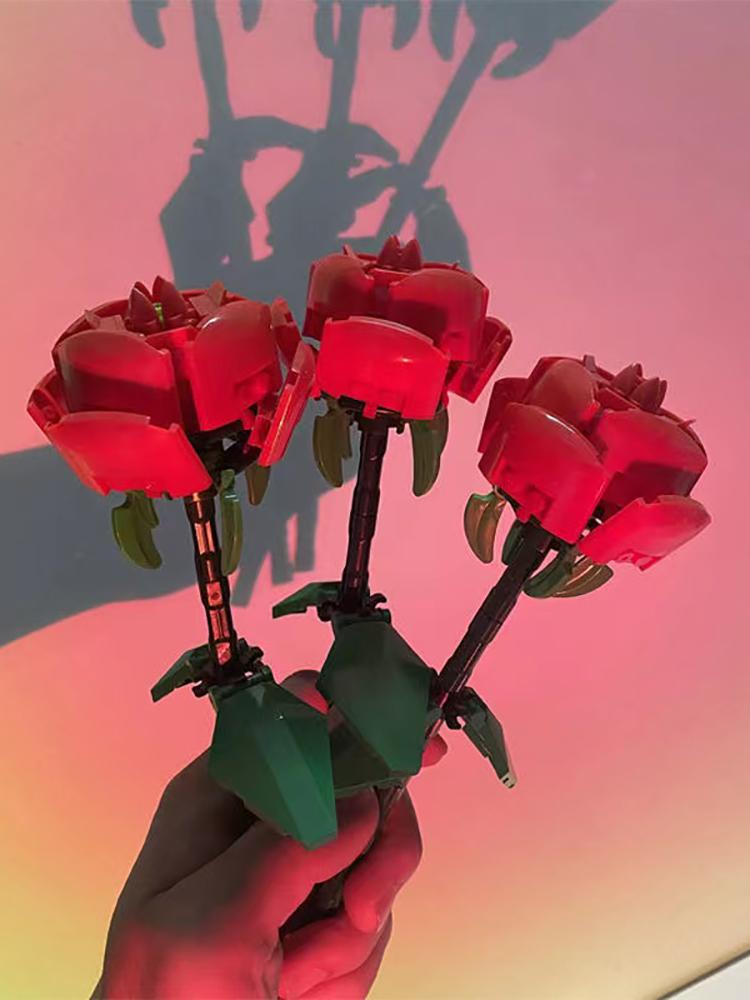 Růže Květ Kytice Stavebnice City Romantická stavebnice Dárky k Valentýnu Dárky ke Dni učitelů Montáž Cihly Hračky pro dívky Chlapci