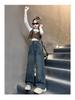 Girls' 2025 Fleece-Lined Wide-Leg Denim Pants - Autumn/Winter Style