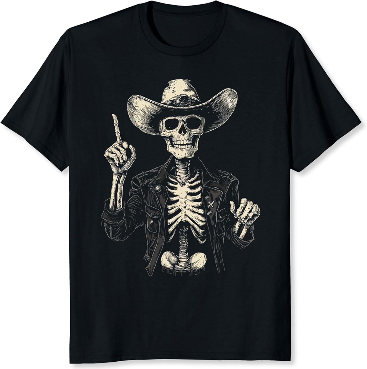 Western Cowboy Skeleton Shirt Retro Howdy Shirt for Men Skeleton Graphic Tee S