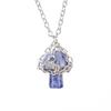 Handmade Silver Mesh Pocket Crystal Tiger Stone Agate Small Mushroom Pendant Necklace Jewelry N697