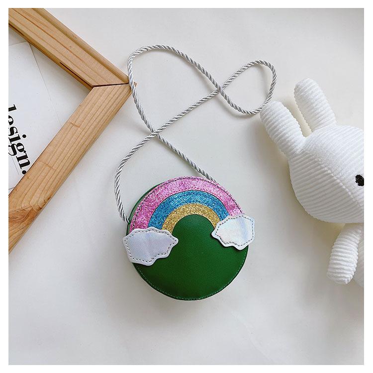 Lovely Baby Girls' Rainbow Coin Purse Fashion Children Round Crossbody Bags Cute Princess Small Handbag Accessories Shoulder Bag