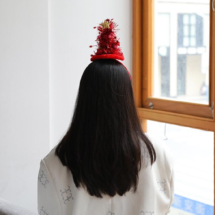 Christmas Hair Bands Glitter Santa Hat Headband Glowing Holiday Party Favor