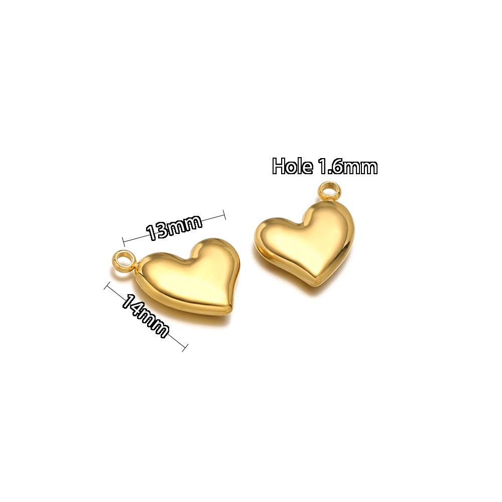 5pcs Stainless Steel New Fashion Three-dimensional Heart Charms Pendants PVD Gold Plated Necklace Homemade Bracelet DIY Jewelry