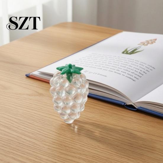 Elastic Squeeze Toy Strawberry Grape Stress Relief Toy, Realistic Fruit Sensory Clear Anxiety Relieving Office Desk for Kids Adults Reducing