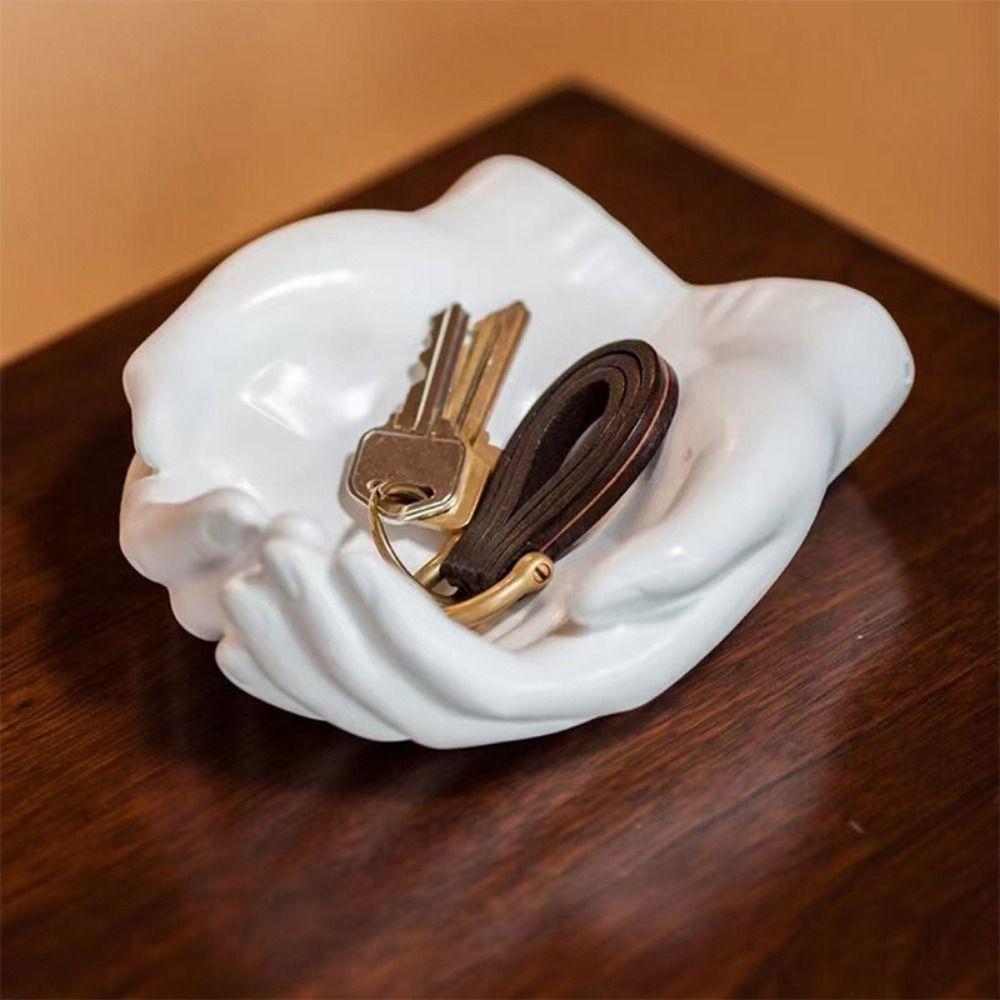 Palm Ornament Resin Hand Shaped Key Tray Creative Decorative Jewelry Storage Holder Palm Shape Key Storage Tray Bedroom