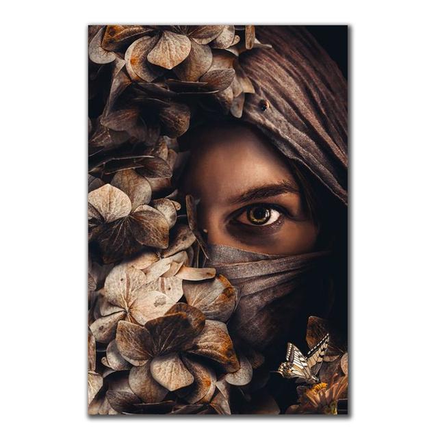 

Половина лица женщина цветок холст картины плакаты и принты настенные художественные картины для гостиной украшения дома стены Cuadros 50x70cm