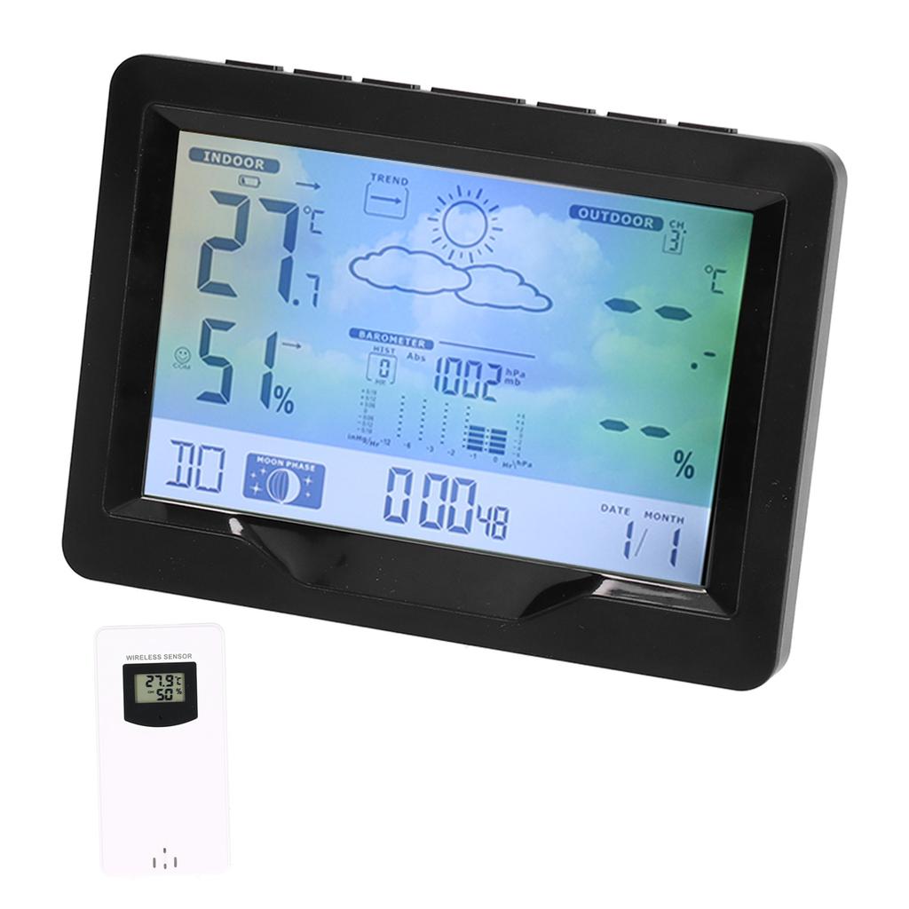 Color Screen Wireless Weather Clock Thermometer Hygrometer Electronic Clock with Calendar