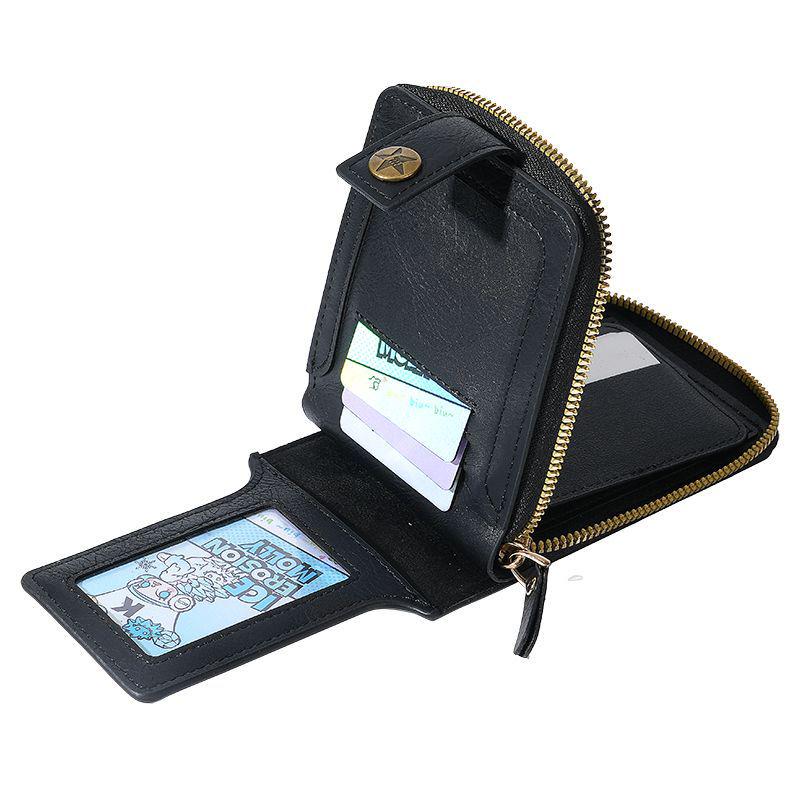 2024 Men's Retro Tri-fold Wallet with Zipper and Card Holder