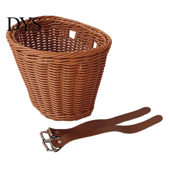 Braided Bicycle Basket Large Capacity Strong Load-bearing Universal Simple Hand-woven Children Bike Installation Hand-Woven Imitation Rattan Handlebar