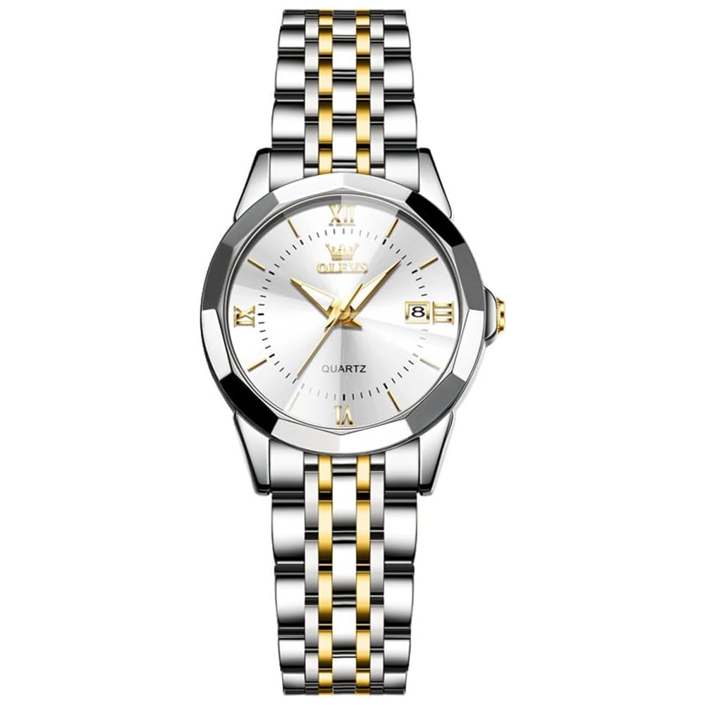 OLEVS Women s Classic Quartz Watch Japanese Made Stainless Steel Band Luminous Waterproof Business Watch
