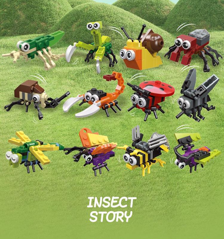 Mini-Baustein-Set für Kinder von 9-12 Jahren, Insekten- und Tierfiguren, Mikro-Bausteine, Spielzeug, Geschenk