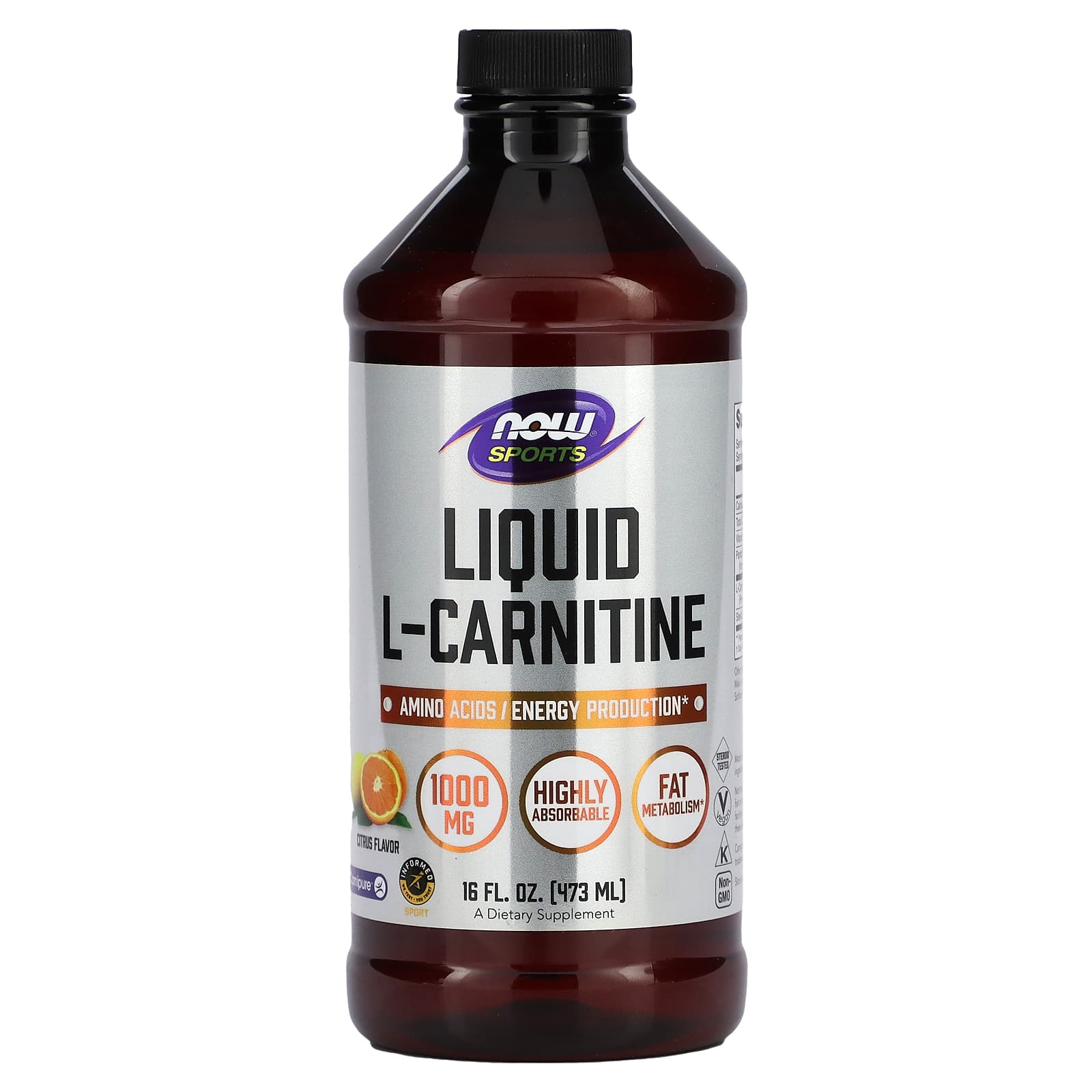 

Sports, Liquid L-Carnitine, Citrus Flavor, 1,000Mg, 473Ml (16Fl Oz)