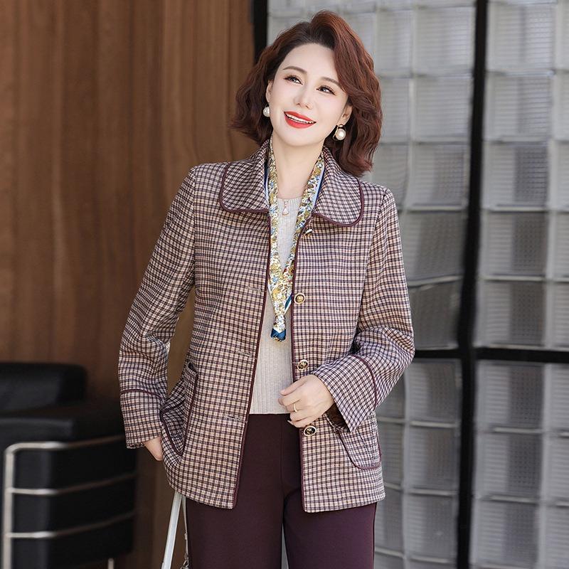 Autumn coat small suit top plaid women's striped new model