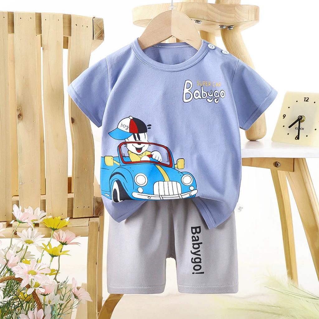 Set di Abbigliamento Estivo per Bambini Set T-shirt a Maniche Corte con Stampa di Animali Cartoni Animati Pantaloncini 2 Pezzi per Bambini e Bambine Morbido Cotone Abbigliamento Casual Quotidiano per Bambini