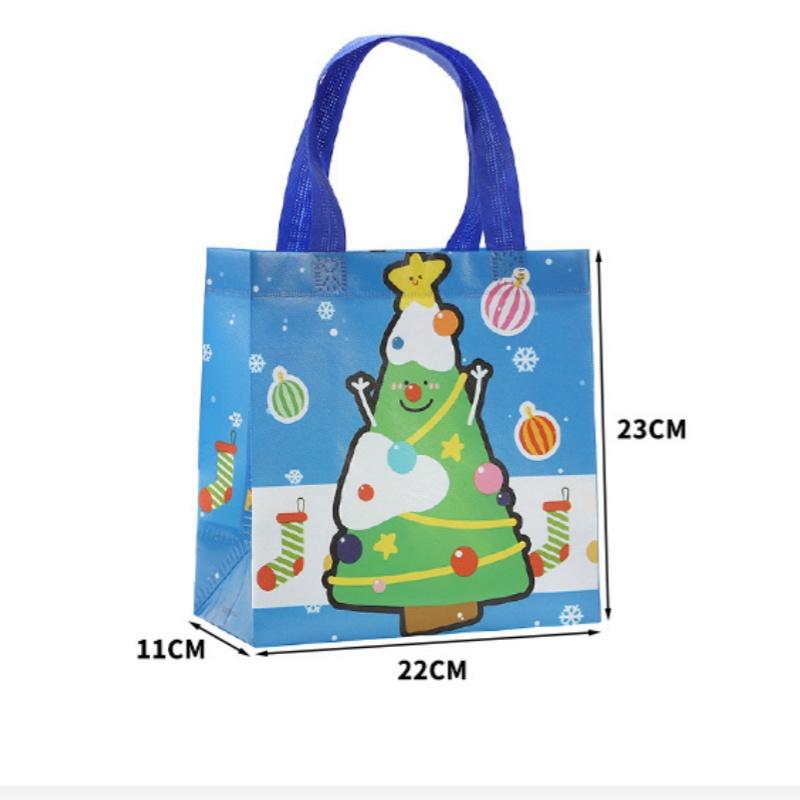 StoBag Christmas Non Woven Tote Bags Reusable Holiday Gift Bags with Handles for Party Favor Shopping Seasonal Packaging Supply