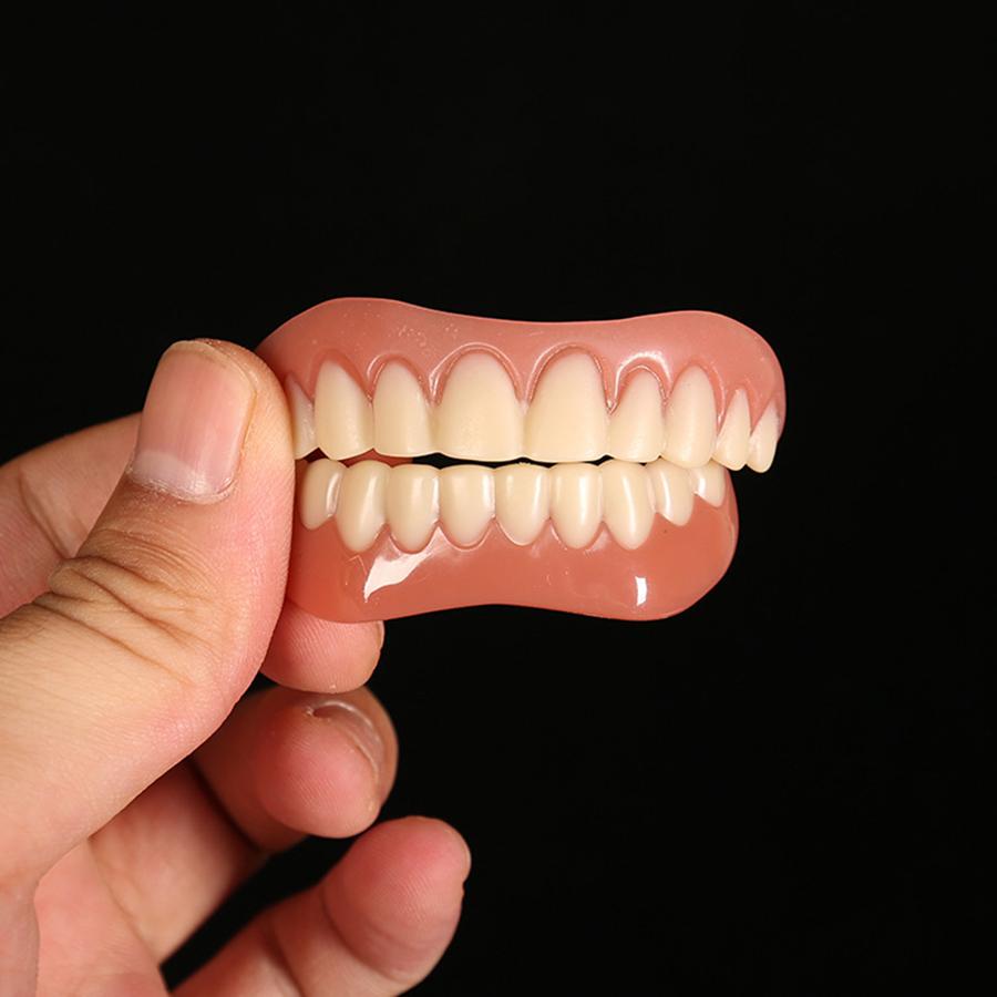 Set Upper & Lower Silicone False Teeth Dental Veneers Dentures False Tooth Smile