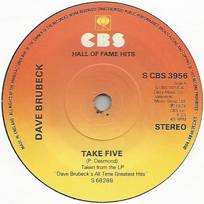 7inch Record DAVE BRUBECK - Take Five / It's A Raggy Waltz SCBS3956 CBS 1976 UK Jazz Used