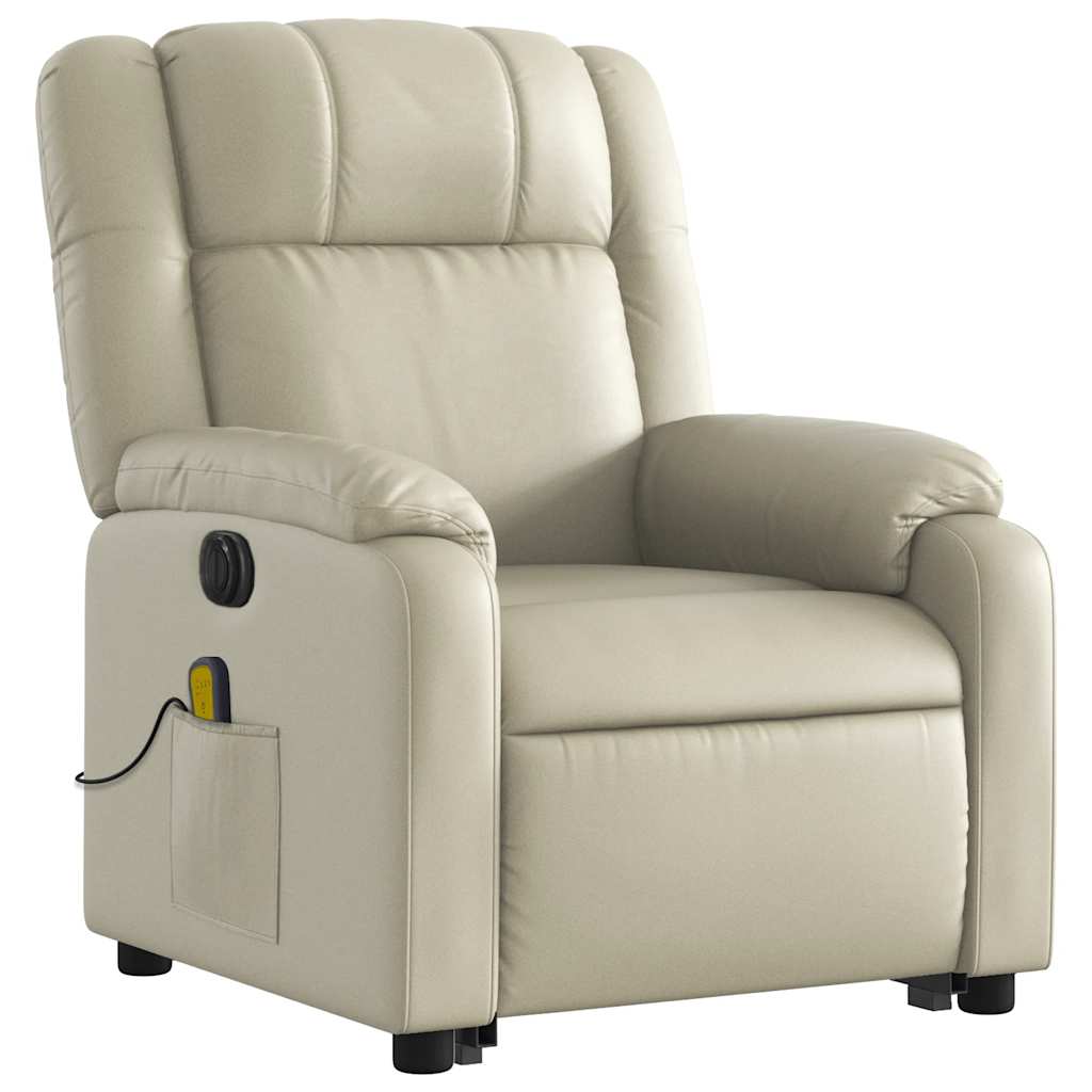 Vidaxl Reclining and Tilting Armchair with Massage, Electric, Cream