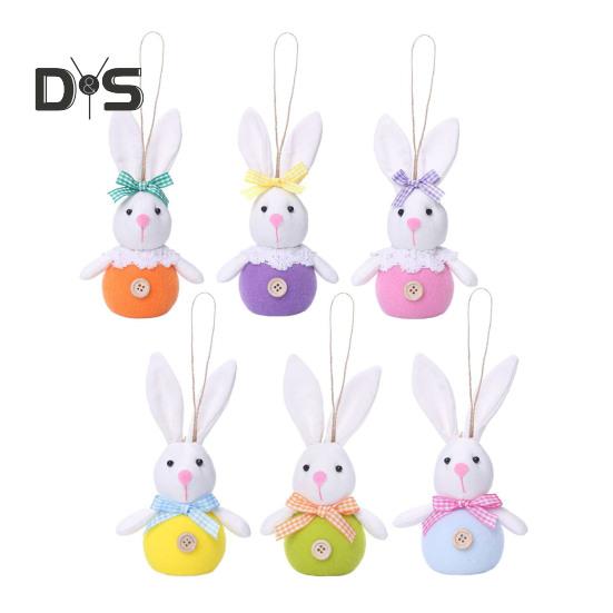 

6 шт. пасхальный кролик украшение ручной работы плюшевые фигурки кролика с подсветкой праздничное елочное украшение для весенней вечеринки домашний декор 6pcs