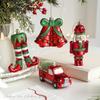 3D Christmas Tree Window Decor: Red & Green Cartoon Pendants with Adhesive Powder
