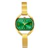 YaLaLuSi Elegant Gold Bangle Ladies Watch Green Dial Tiny Crystal Index Quartz Wristwatch Vintage Watch Premium Gift Box