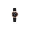 Ladies' Leather Watch Gold Round Watch with Rhinestone Decoration, Easy-to-Read Dial, Leather Strap