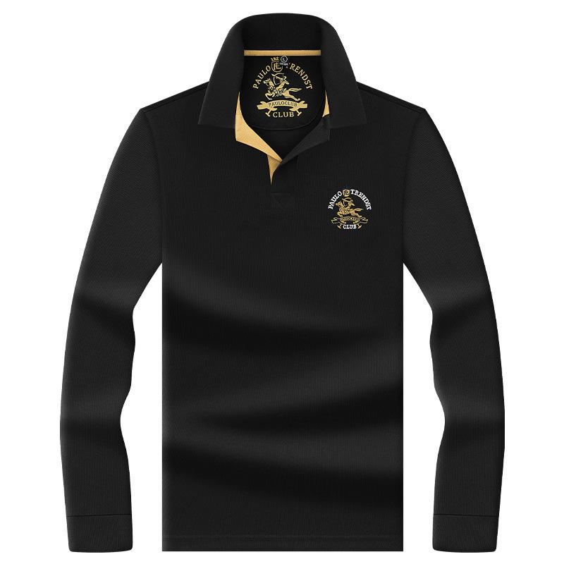 

Мужская высококачественная футболка-поло с длинным рукавом из мерсеризованного хлопка с вышитым логотипом лошади. XXXL for 180-200 lbs