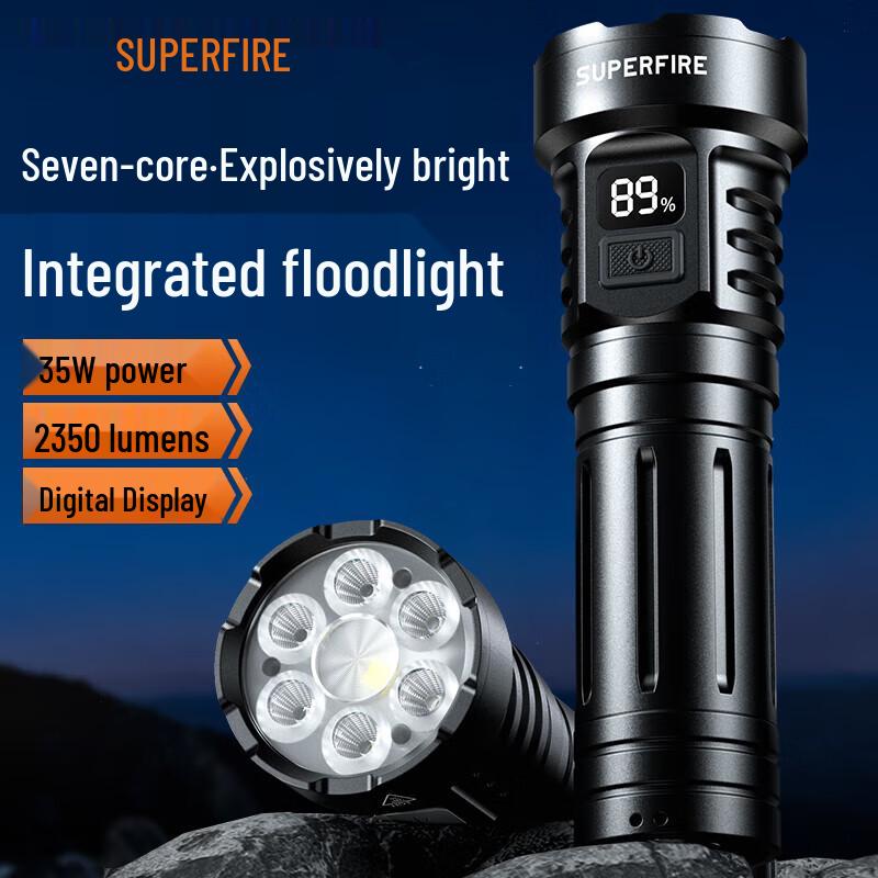 SupFire L24 35W Rechargeable Ultra-Bright Focus & Flood Flashlight