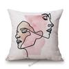 Nordic Home Decoration Art Elegant Abstract Woman Body Curls Line Impressionism Modern Art Linen Sofa Pillow Case Cushion Cover