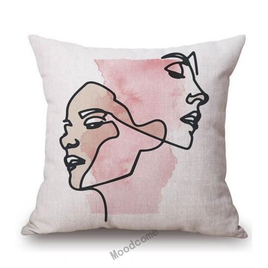 Nordic Home Decoration Art Elegant Abstract Woman Body Curls Line Impressionism Modern Art Linen Sofa Pillow Case Cushion Cover