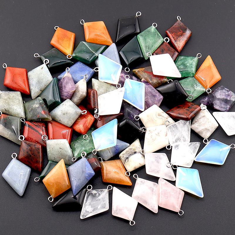 Natural Stone Rhombus Crystal Pendant for DIY Jewelry