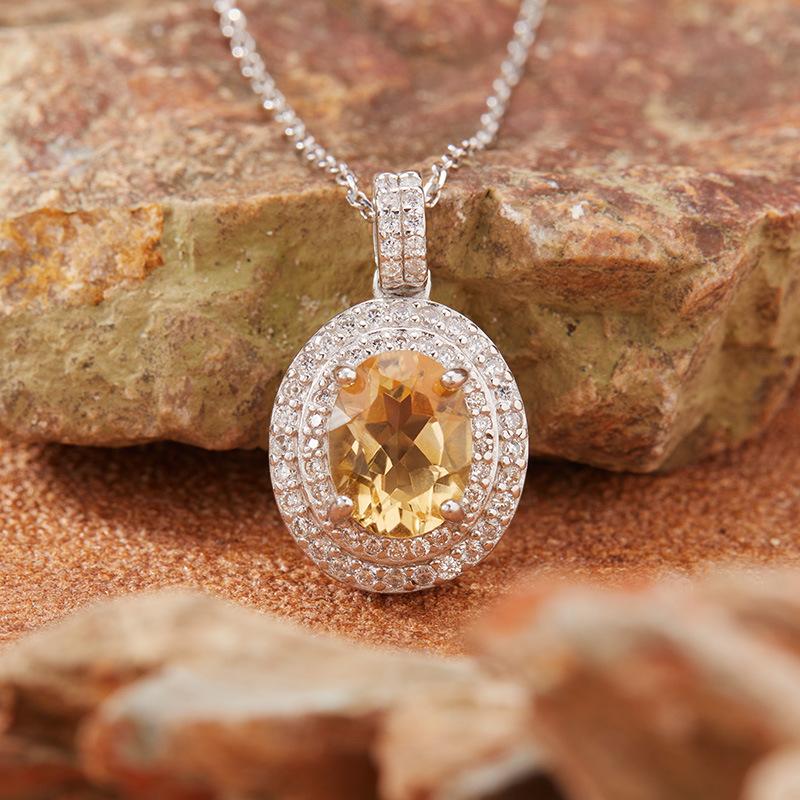 Серебряное ожерелье S925 с цветным кулоном-сокровищем для женщин, натуральный топаз, цитрин, аметист, гранат, перидот