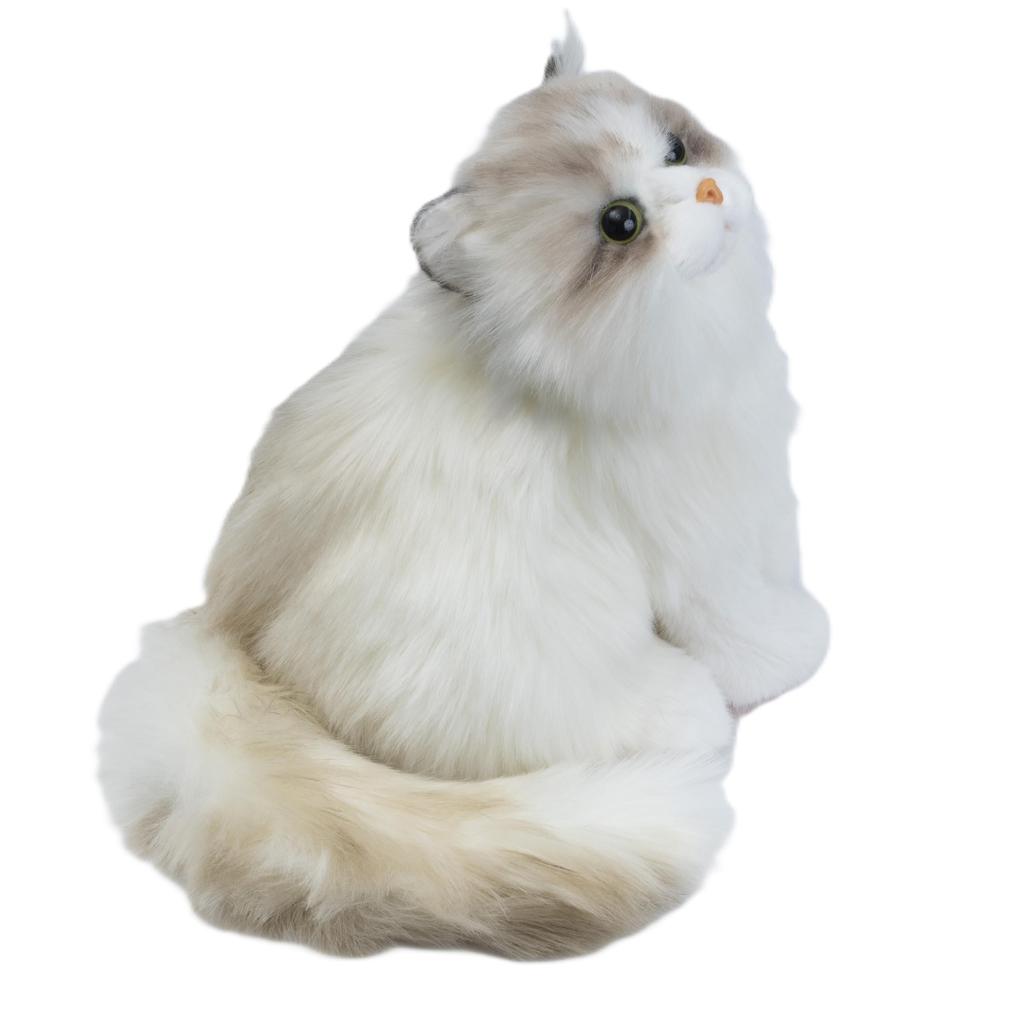 Trendmaster Petting Cat Kitten Ragdoll (Long-haired, white with brown face) [Petting Toy that meows when petted] Realistic Communication Robot