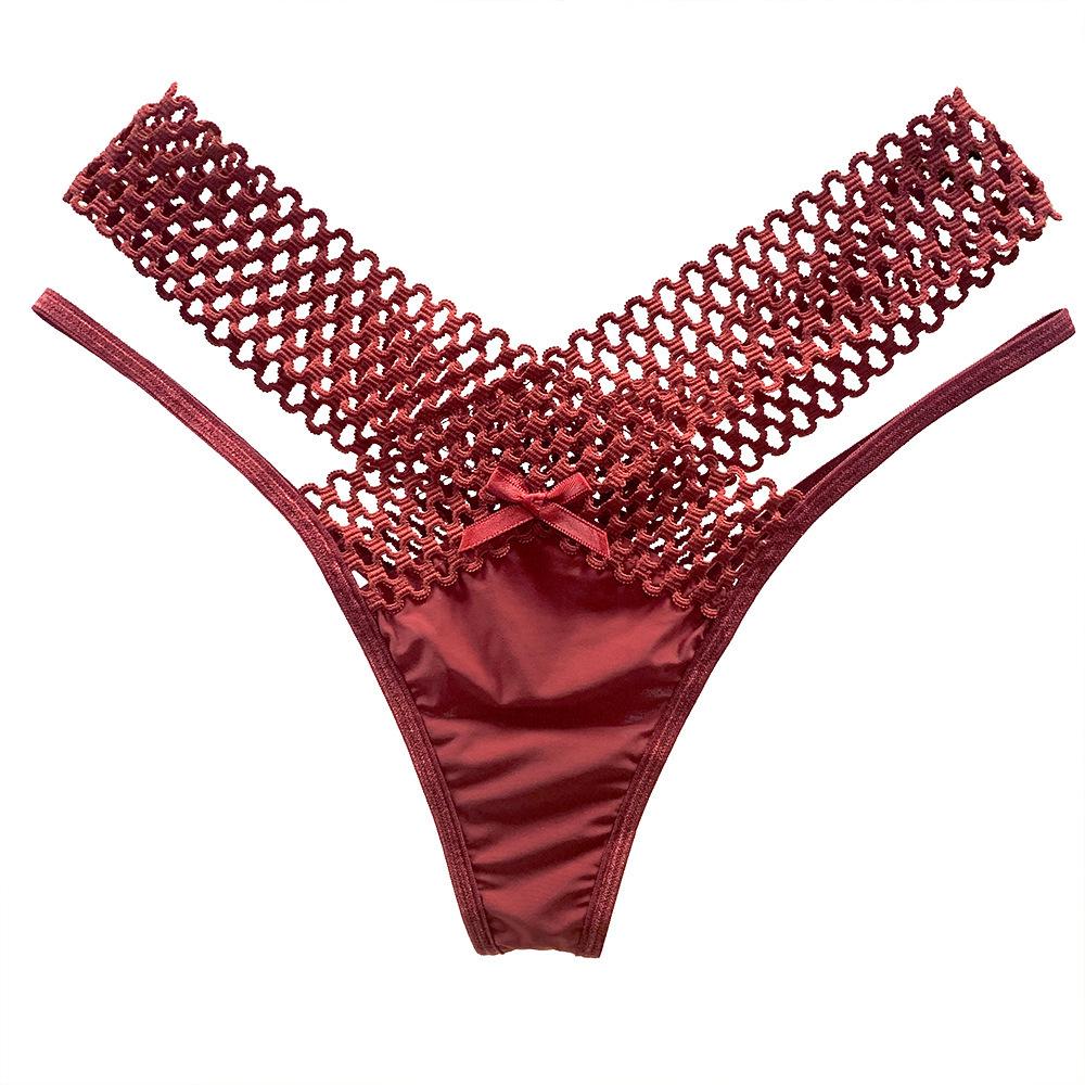 Women's European & American Cross-Strap Ice Silk Seamless See-Through Temptation Panties