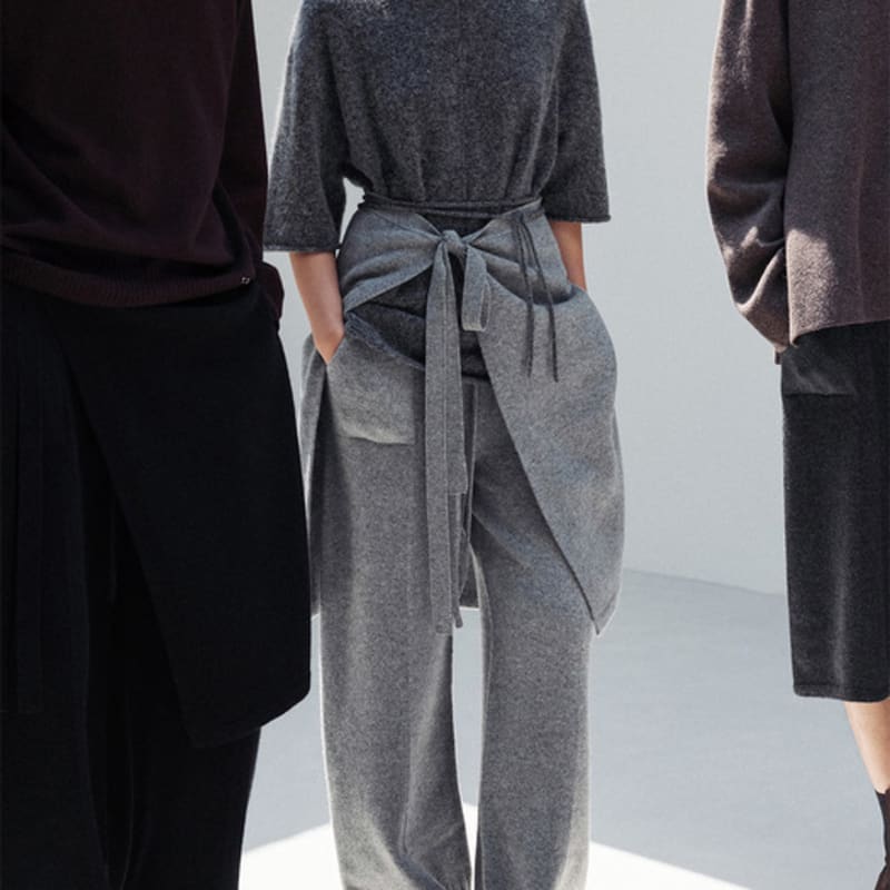 UMARMUNG COLLECTION Super Fine Merino Layering Wrap Skirt_Heather Grey