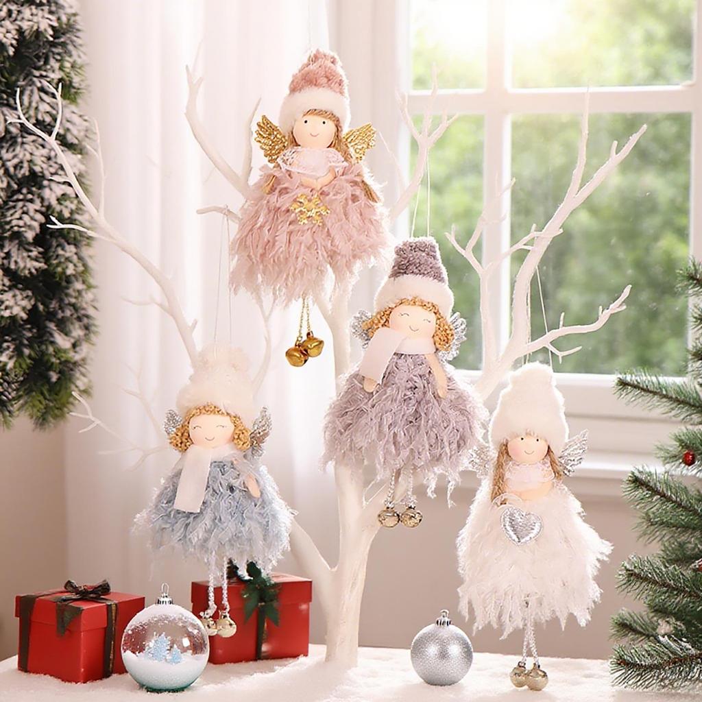 Creative Mini Christmas Angel Ornaments: Cute Smiley Face Bell Tree Pendants