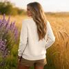 Women's Color V-Neck Long Sleeve Knit Top, Lightweight Casual Stretch Sweater for Spring Fall, Fashion Everyday Wear Top