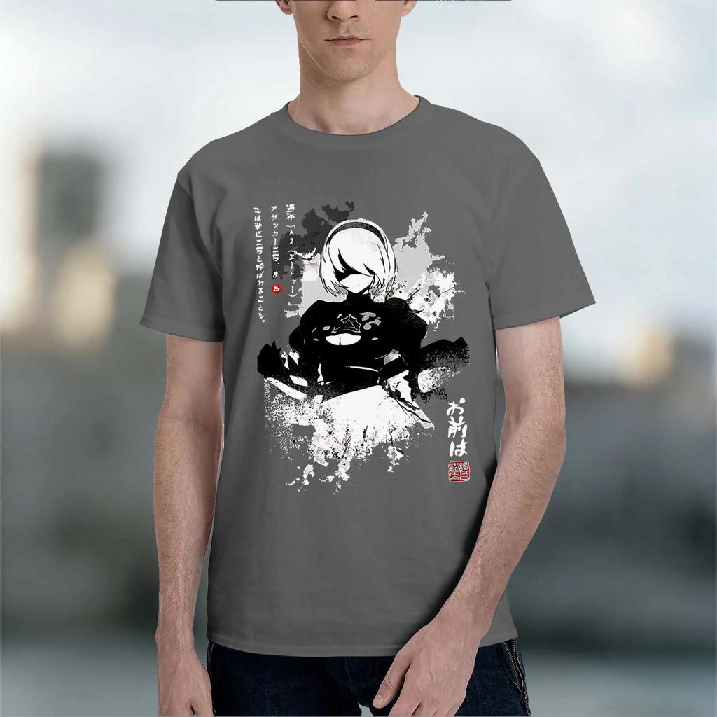Nier Automata 2b 2026 New Fashion Heavyweight Hot Selling Retro Printed Pattern Fun Round Neck Tshirt For Daily Comfort