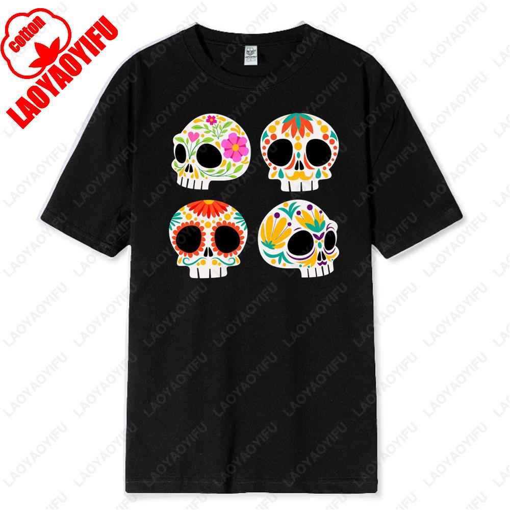 DIA DE LOS MUERTOS Celebrate Mexico May 5th Holiday Mens TShirt Skull Sombrero Flower Print Tops High Quality Cotton Summer Tee