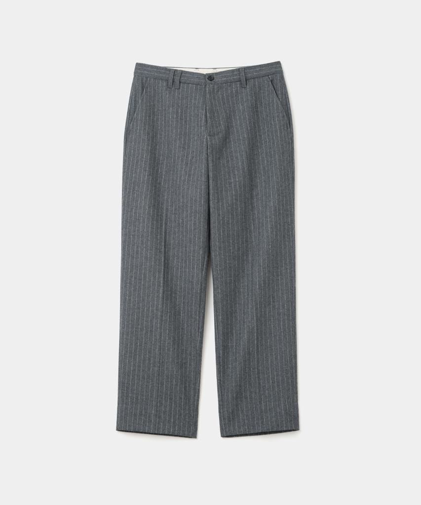 UNIFORM BRIDGE Stripe Wool Trouser Gray
