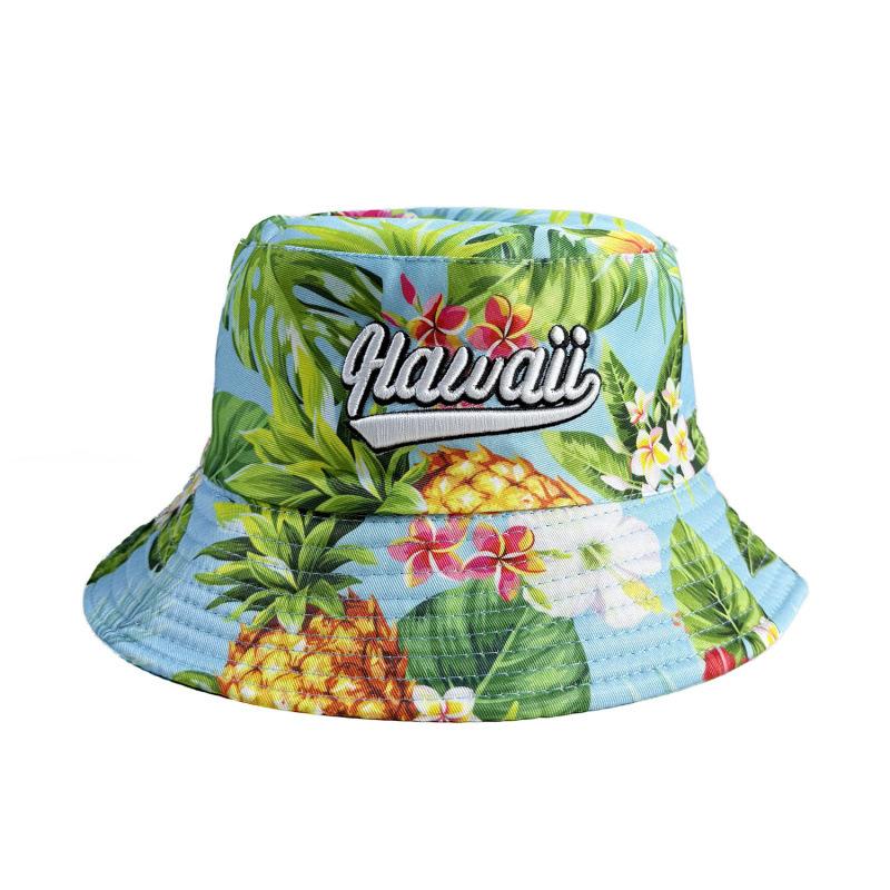 Outdoor hot island style letter three-dimensional embroidery digital printing bucket hat fashion versatile basin hat