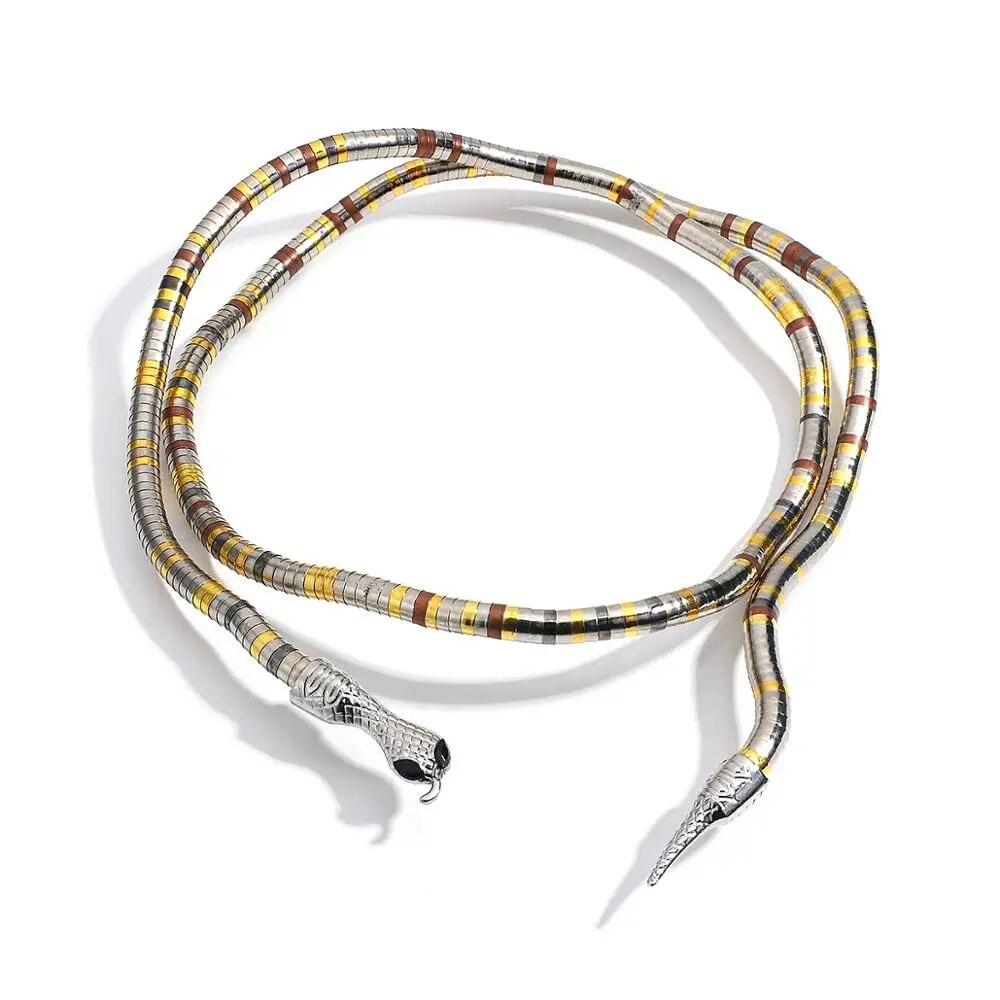 Punk Bendy Snake Náhrdelník Wrap Skládací náramek pro ženy Mužské robustní šperky